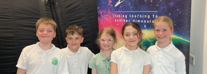 Pupils take part in an immersive Space learning experience